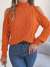 Damenmode, einfarbig, schulterfrei, langärmelig, gestrickt, Rollkragenpullover